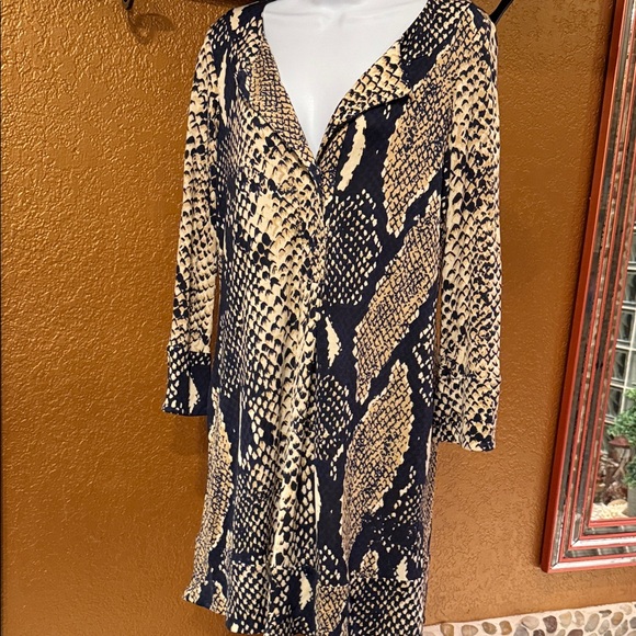 Diane Von Furstenberg Beige and Black Python Dress